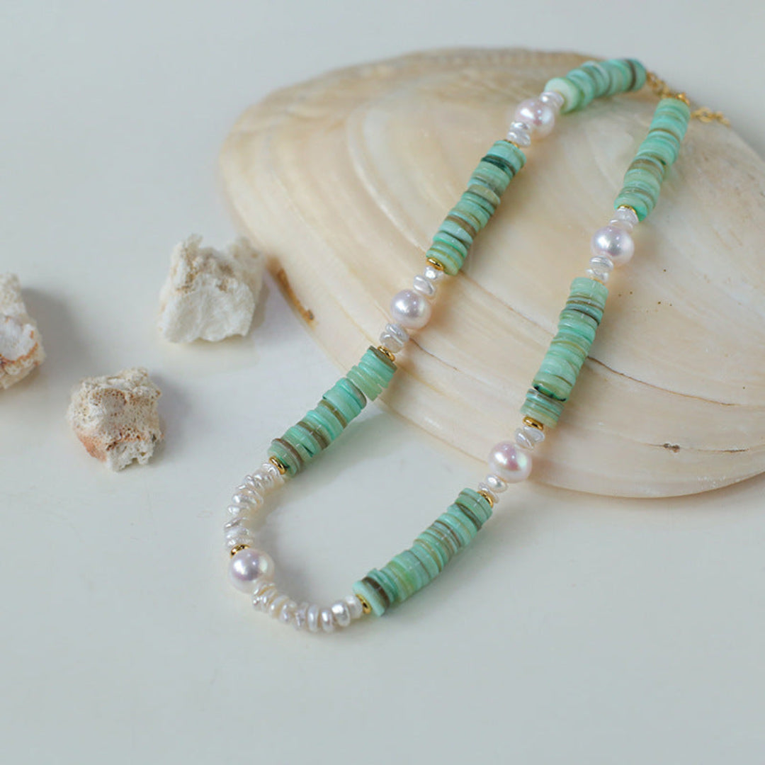 Gembea Jewelry Green Shell Beads Pearl Necklace