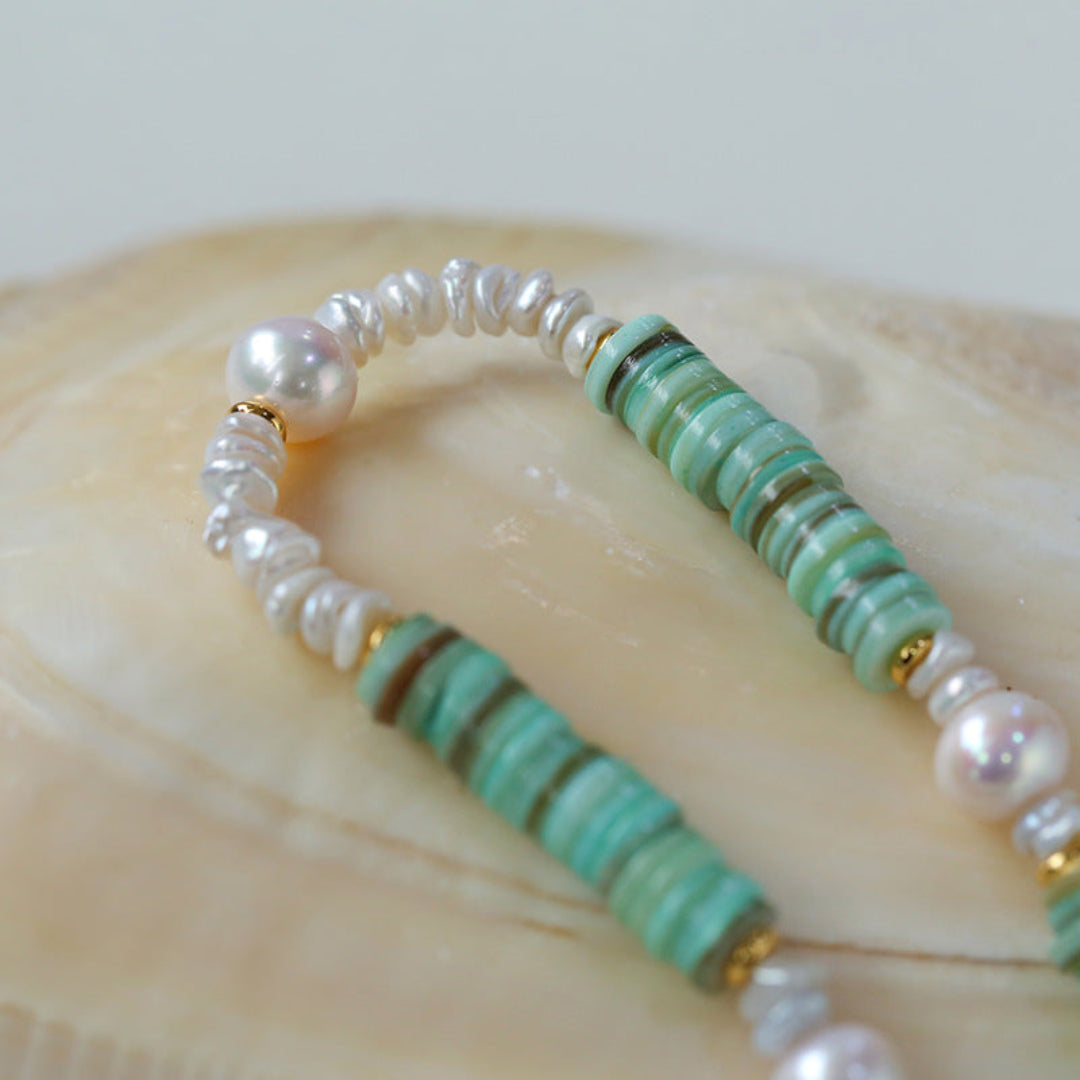 Gembea Jewelry Green Shell Beads Pearl Necklace