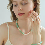 Green Shell Beads Pearl Necklace gembea jewelry