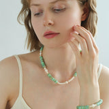 Green Shell Beads Pearl Necklace gembea jewelry