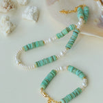 Green Shell Beads Pearl Necklace gembea jewelry