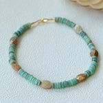 Green Shell Picture Stone Beaded Necklace gembea jewelry