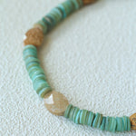 Green Shell Picture Stone Beaded Necklace gembea jewelry