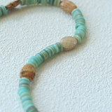 Green Shell Picture Stone Beaded Necklace gembea jewelry