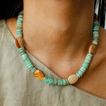 Green Shell Picture Stone Beaded Necklace gembea jewelry