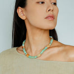 Green Shell Picture Stone Beaded Necklace gembea jewelry