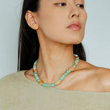 Green Shell Picture Stone Beaded Necklace gembea jewelry