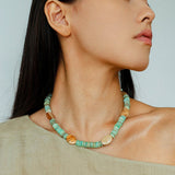 Green Shell Picture Stone Beaded Necklace gembea jewelry