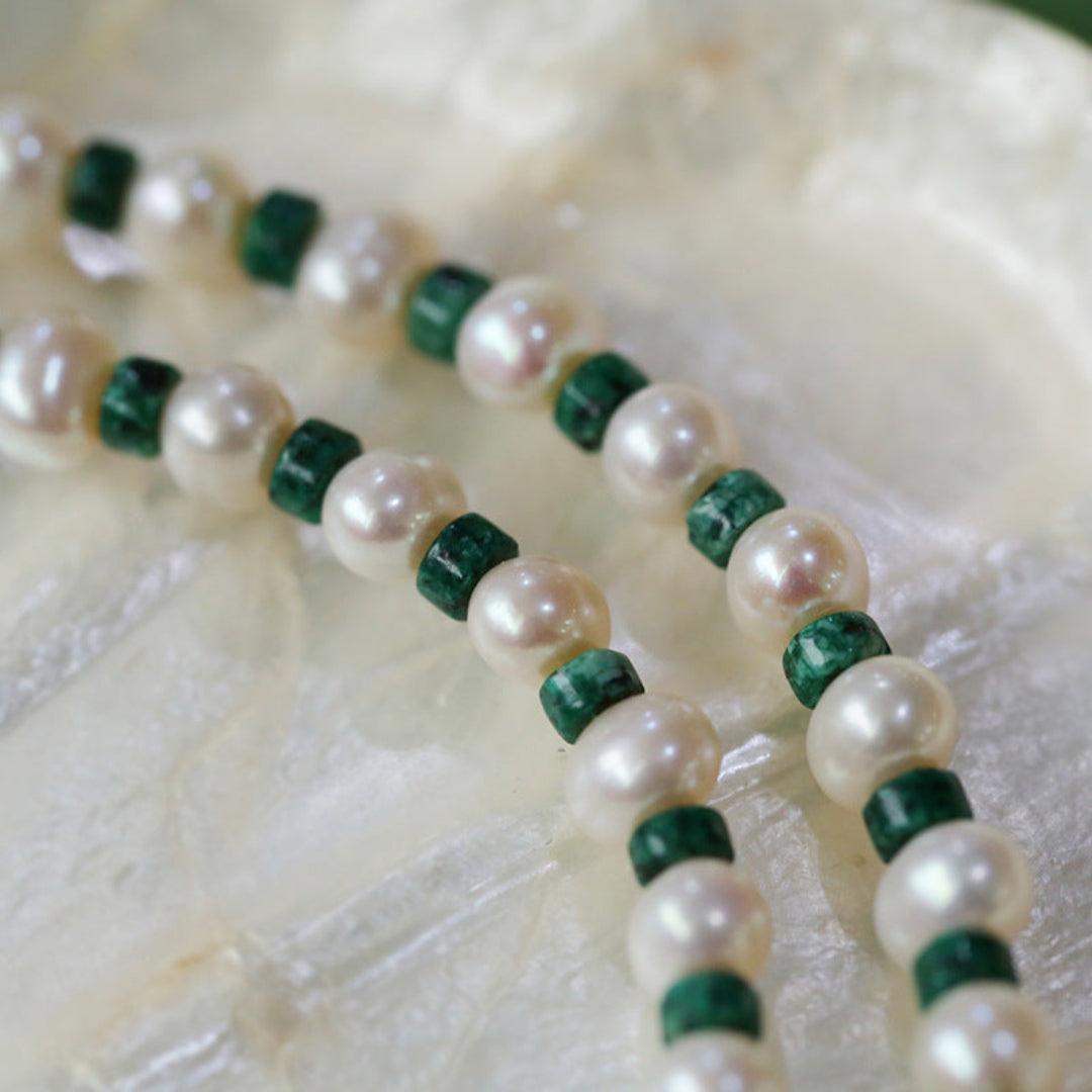 Pearl Colored Stone Beaded Necklace - Gembea Jewelry