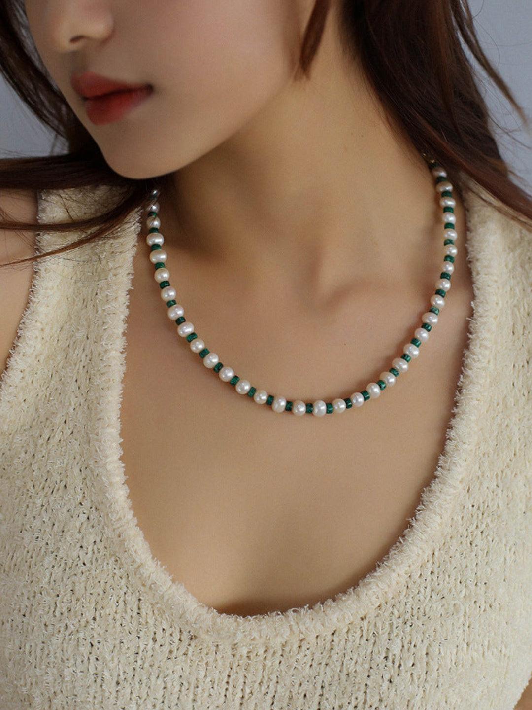 Pearl Colored Stone Beaded Necklace - Gembea Jewelry