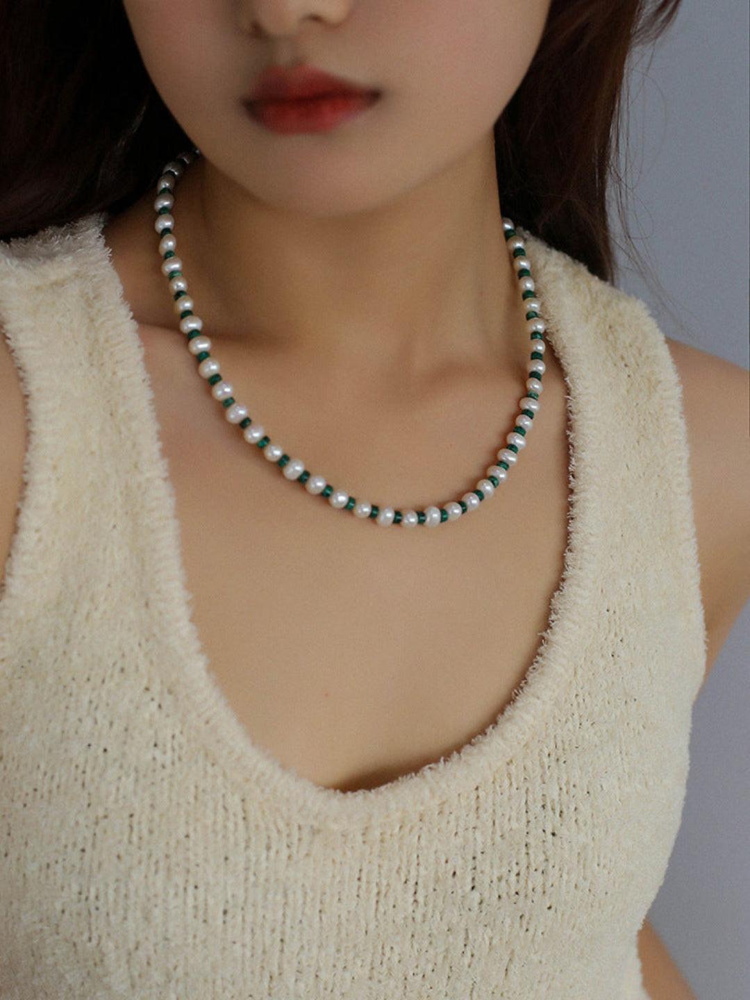 Pearl Colored Stone Beaded Necklace - Gembea Jewelry
