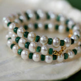 Pearl Colored Stone Beaded Necklace - Gembea Jewelry