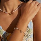 Green Zircon Pendant Pearl Bracelet - Gembea Jewelry
