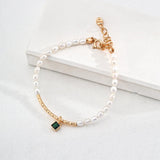 Green Zircon Pendant Pearl Bracelet - Gembea Jewelry