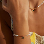 Green Zircon Pendant Pearl Bracelet - Gembea Jewelry