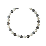 Grey Agate Artificial Pearl Beaded Necklace gembea jewelry