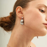 Grey Baroque Pendant Drop Earrings - Gembea Jewelry
