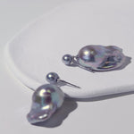 Grey Baroque Pendant Drop Earrings - Gembea Jewelry