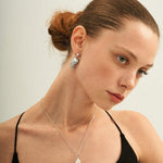 Grey Baroque Pendant Drop Earrings - Gembea Jewelry