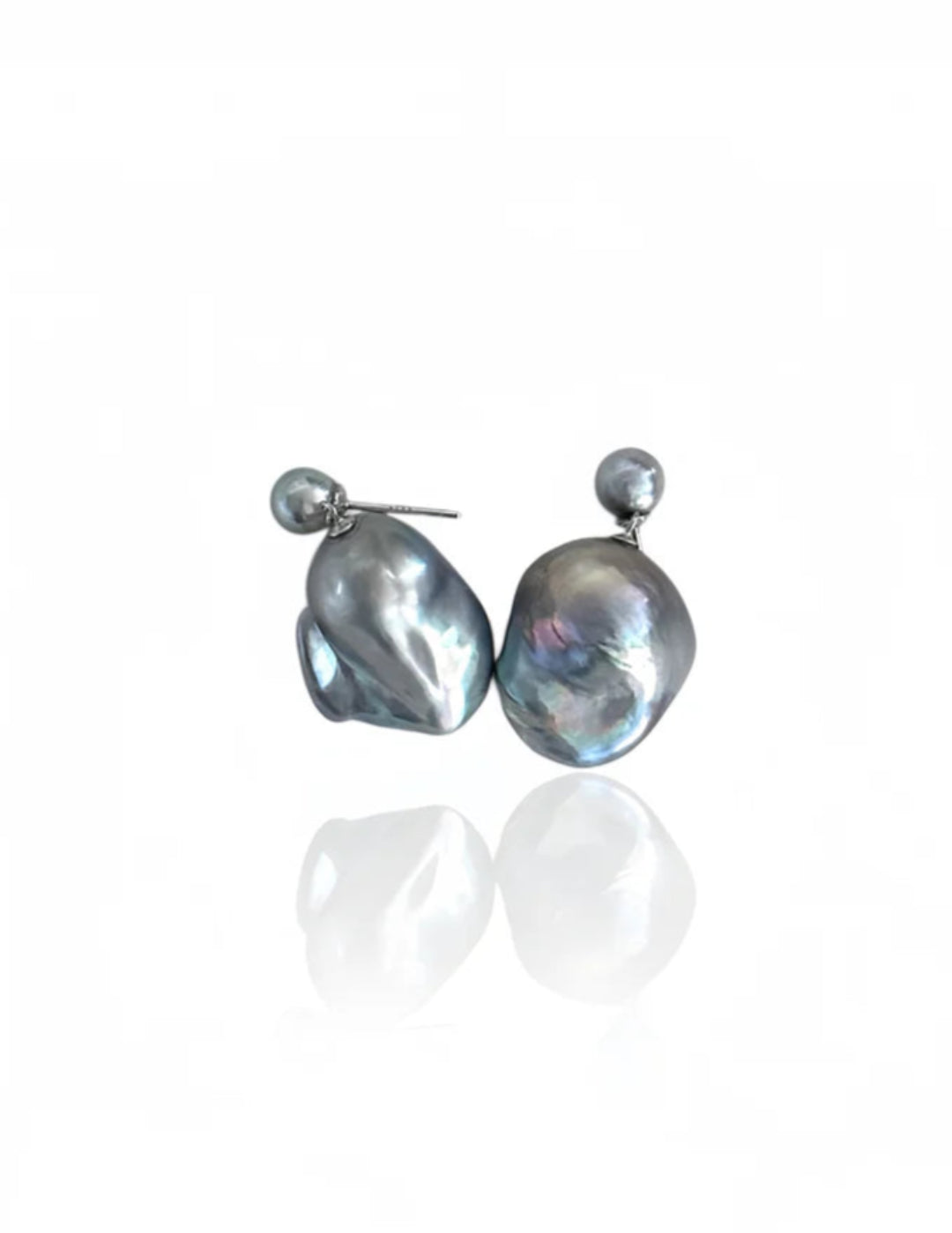 Grey Baroque Pearl Pendant Drop Earrings gembea jewelry
