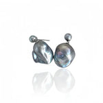 Grey Baroque Pearl Pendant Drop Earrings gembea jewelry