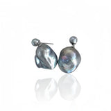 Grey Baroque Pearl Pendant Drop Earrings gembea jewelry