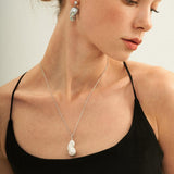 Grey Baroque Pendant Drop Earrings - Gembea Jewelry