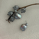 Grey Baroque Pendant Drop Earrings - Gembea Jewelry