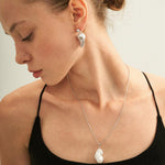 Grey Baroque Pendant Drop Earrings - Gembea Jewelry