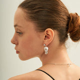 Grey Baroque Pendant Drop Earrings - Gembea Jewelry