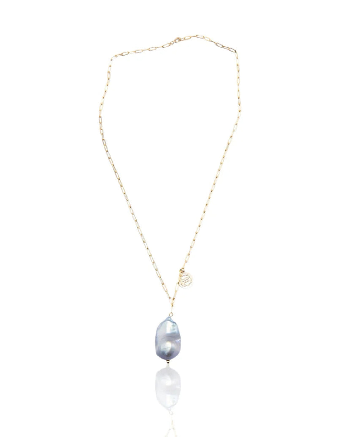 Grey Baroque Pendant Chain Pearl Necklace gembea jewelry