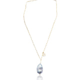 Grey Baroque Pendant Chain Pearl Necklace gembea jewelry
