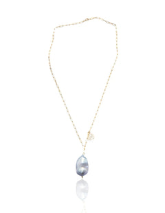 Grey Baroque Pendant Chain Pearl Necklace gembea jewelry