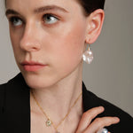 Grey Baroque Pendant Chain Pearl Necklace gembea jewelry