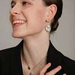 Grey Baroque Pendant Chain Pearl Necklace gembea jewelry