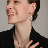 Grey Baroque Pendant Chain Pearl Necklace gembea jewelry