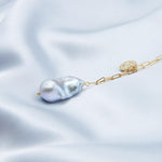 Grey Baroque Pendant Chain Pearl Necklace - Gembea Jewelry