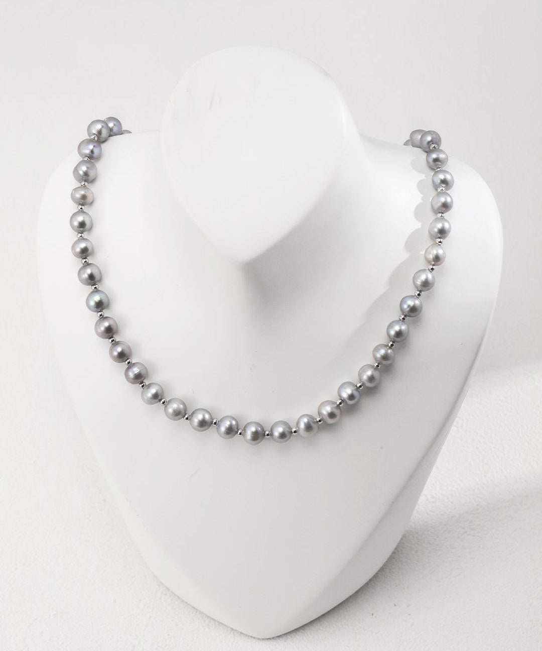 Grey Freshwater Pearl Beaded Necklace - Gembea Jewelry