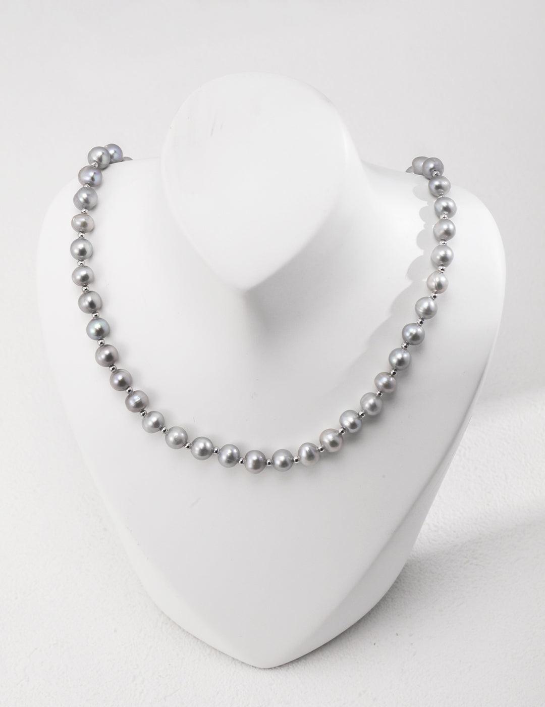 Grey Freshwater Pearl Beaded Necklace - Gembea Jewelry