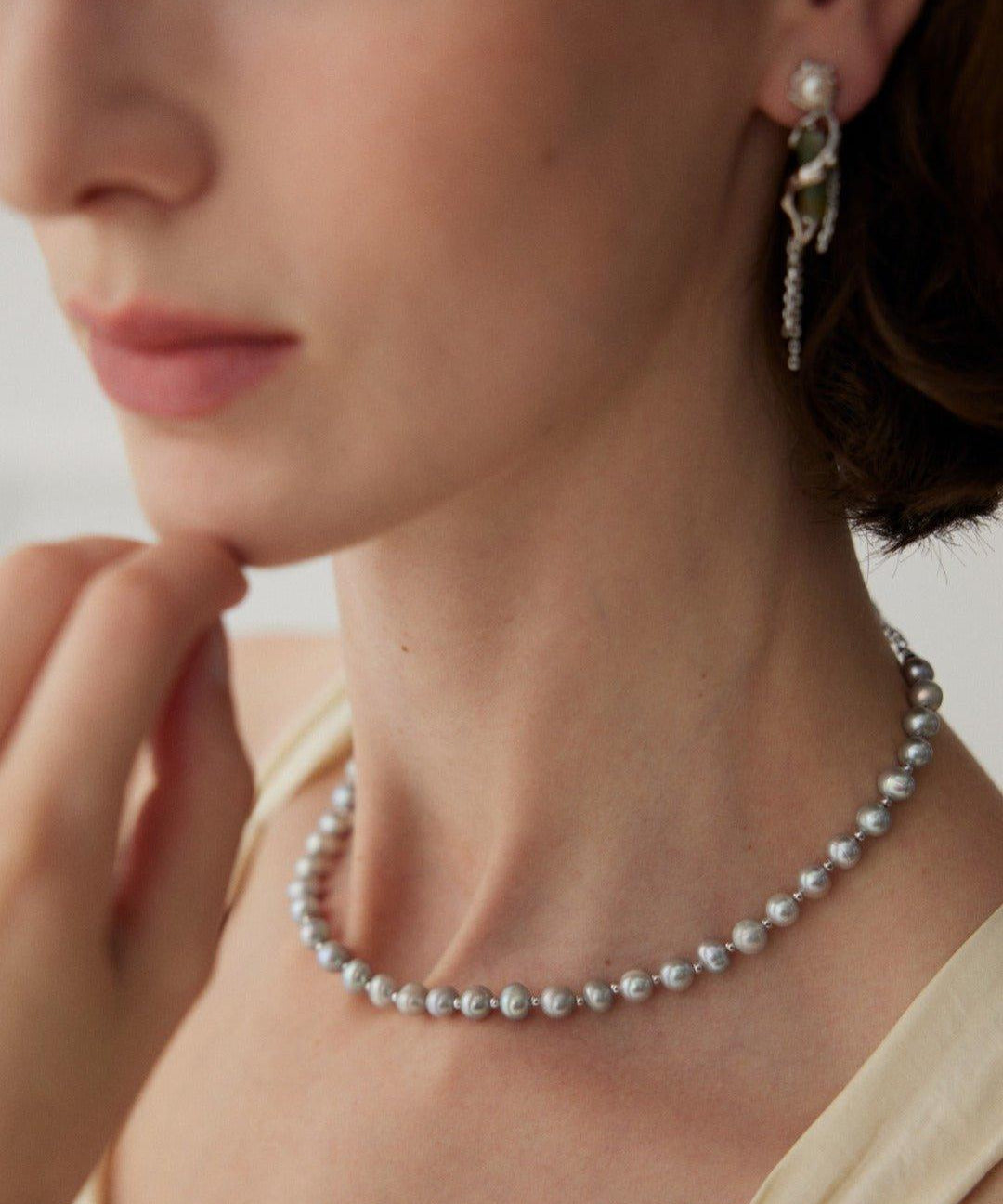 Grey Freshwater Pearl Beaded Necklace - Gembea Jewelry