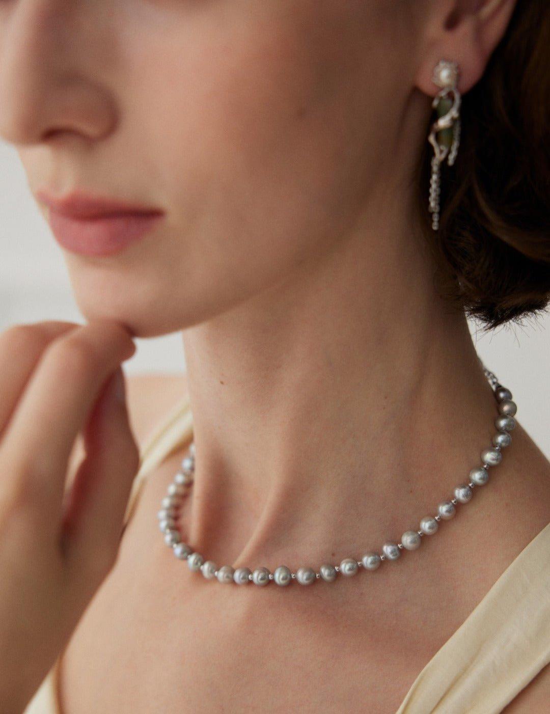 Grey Freshwater Pearl Beaded Necklace - Gembea Jewelry