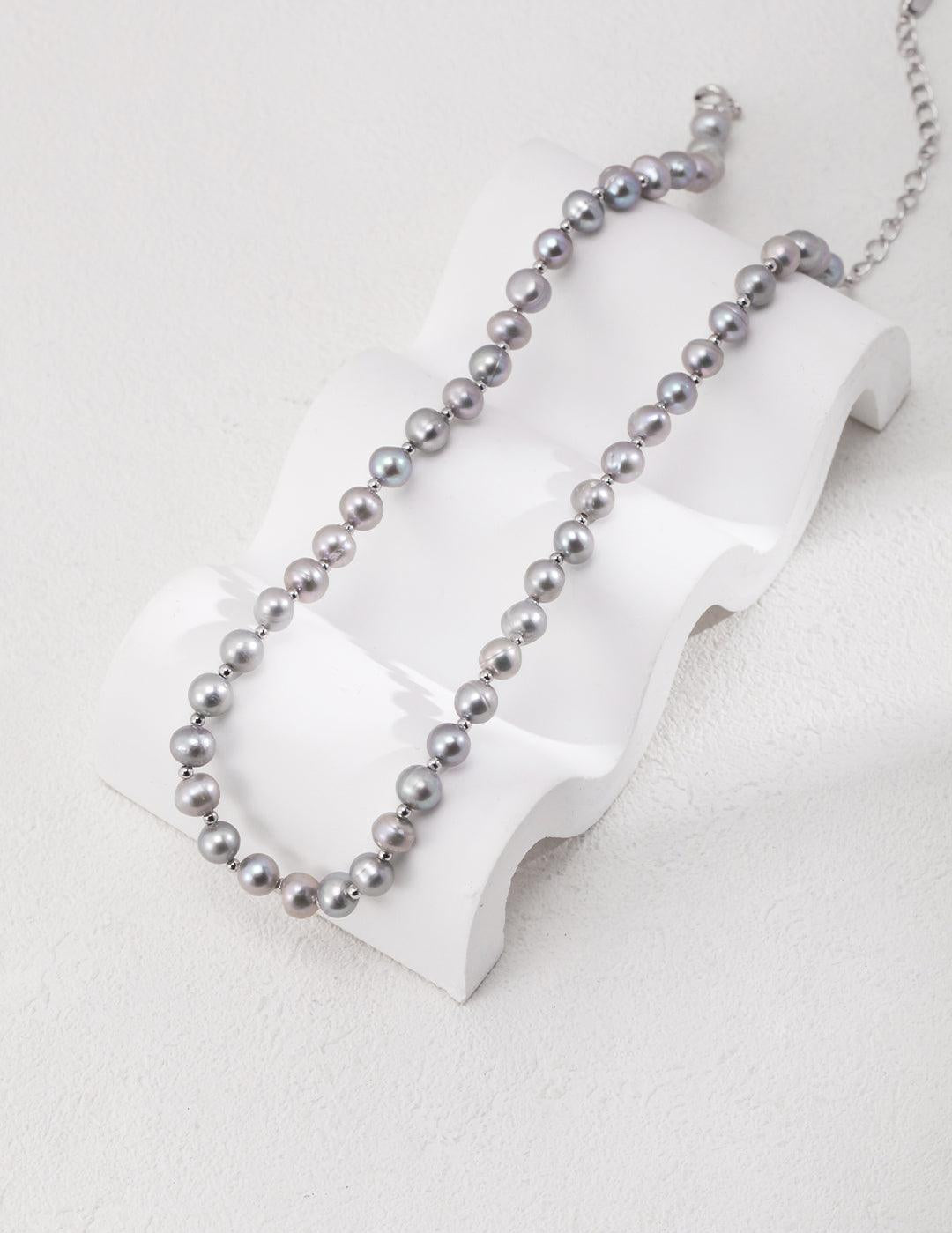 Grey Freshwater Pearl Beaded Necklace - Gembea Jewelry
