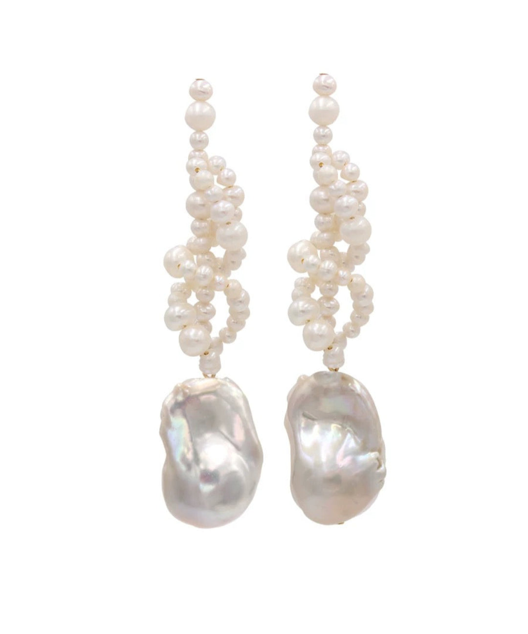 Hand-woven Baroque Pearl Drop Earrings gembea jewelry