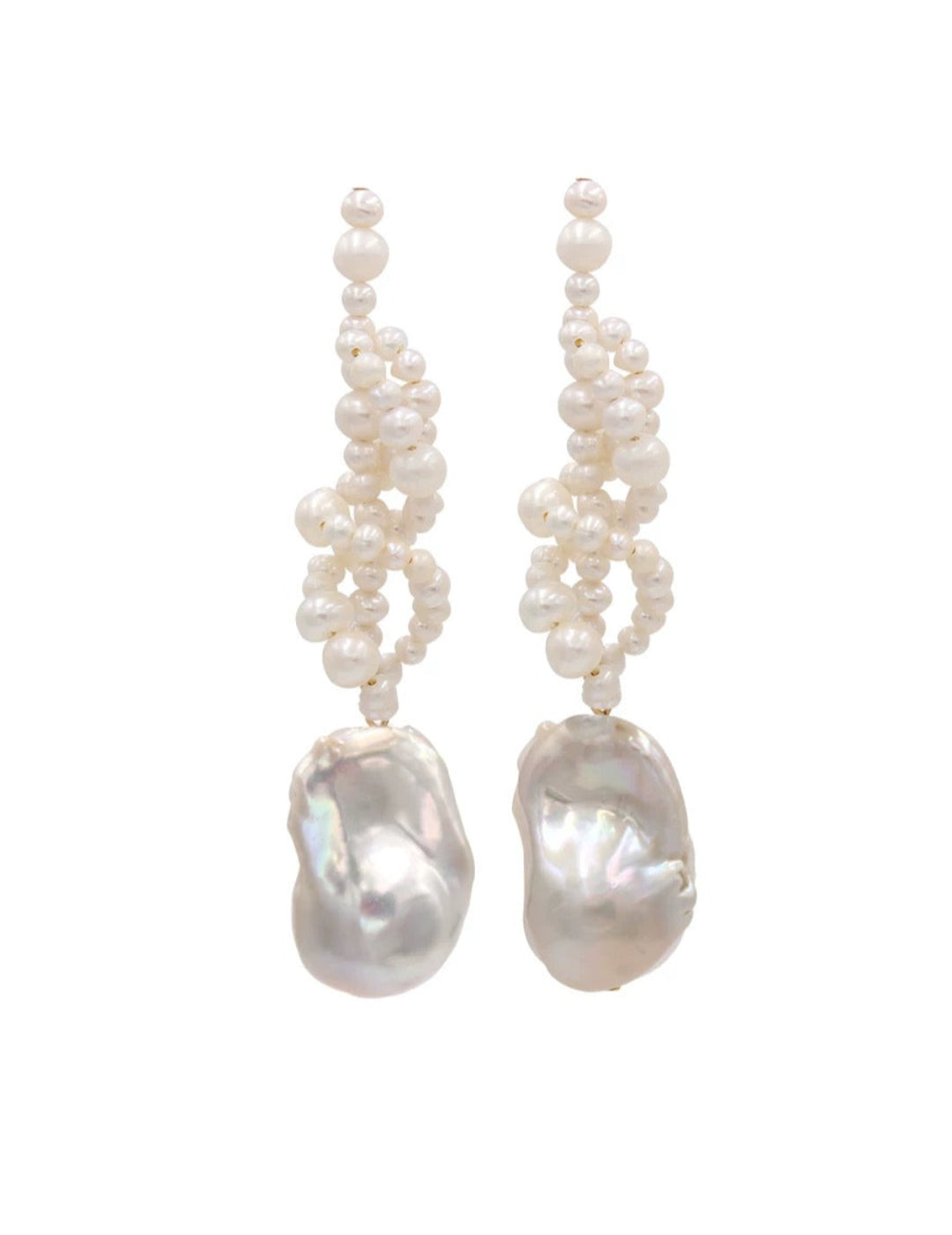 Hand-woven Baroque Pearl Drop Earrings gembea jewelry