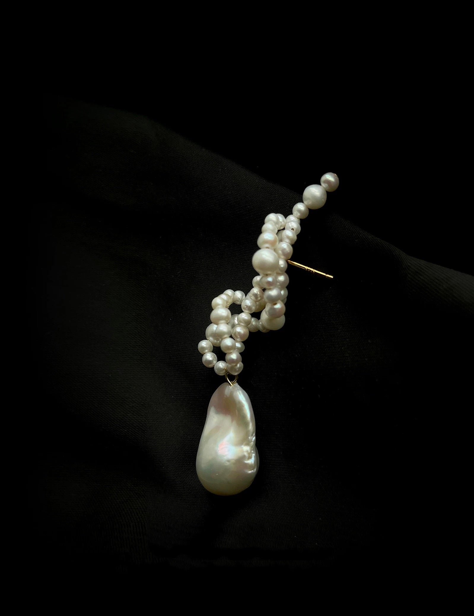 Hand-woven Baroque Pearl Drop Earrings gembea jewelry
