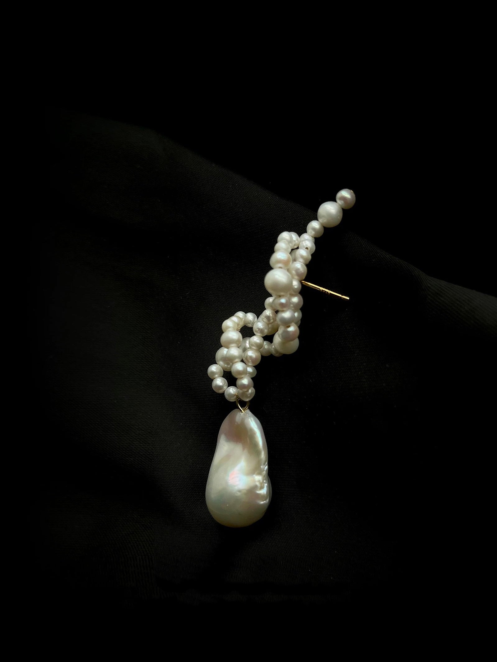 Hand-woven Baroque Pearl Drop Earrings gembea jewelry