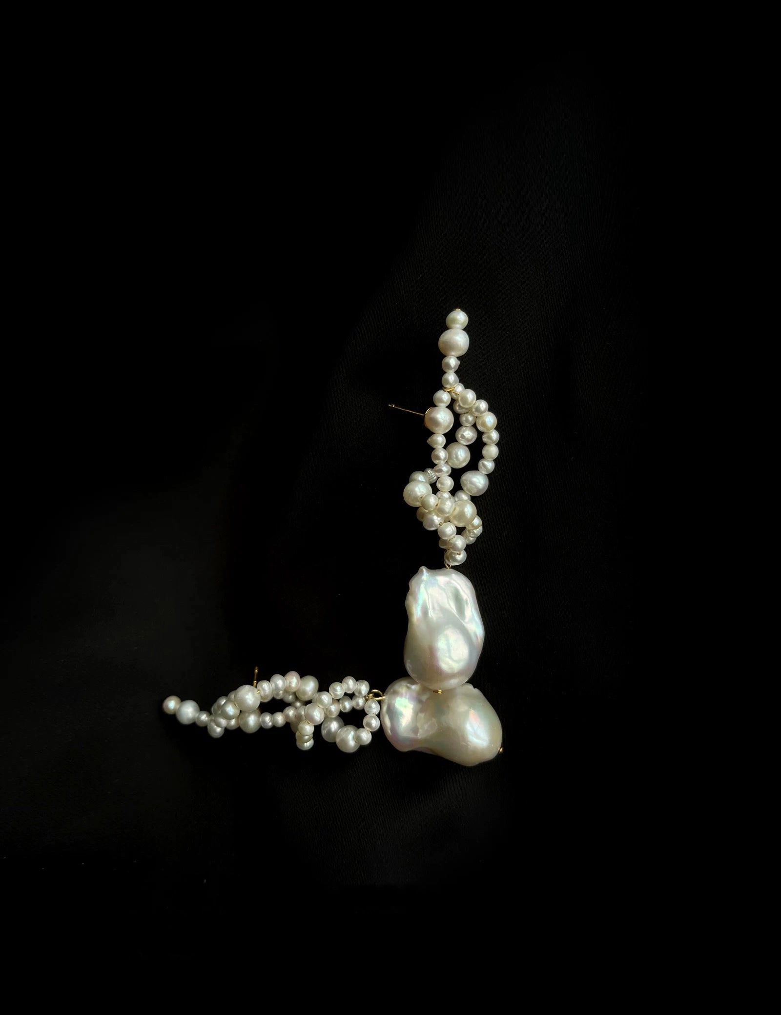 Hand-woven Baroque Pearl Drop Earrings gembea jewelry