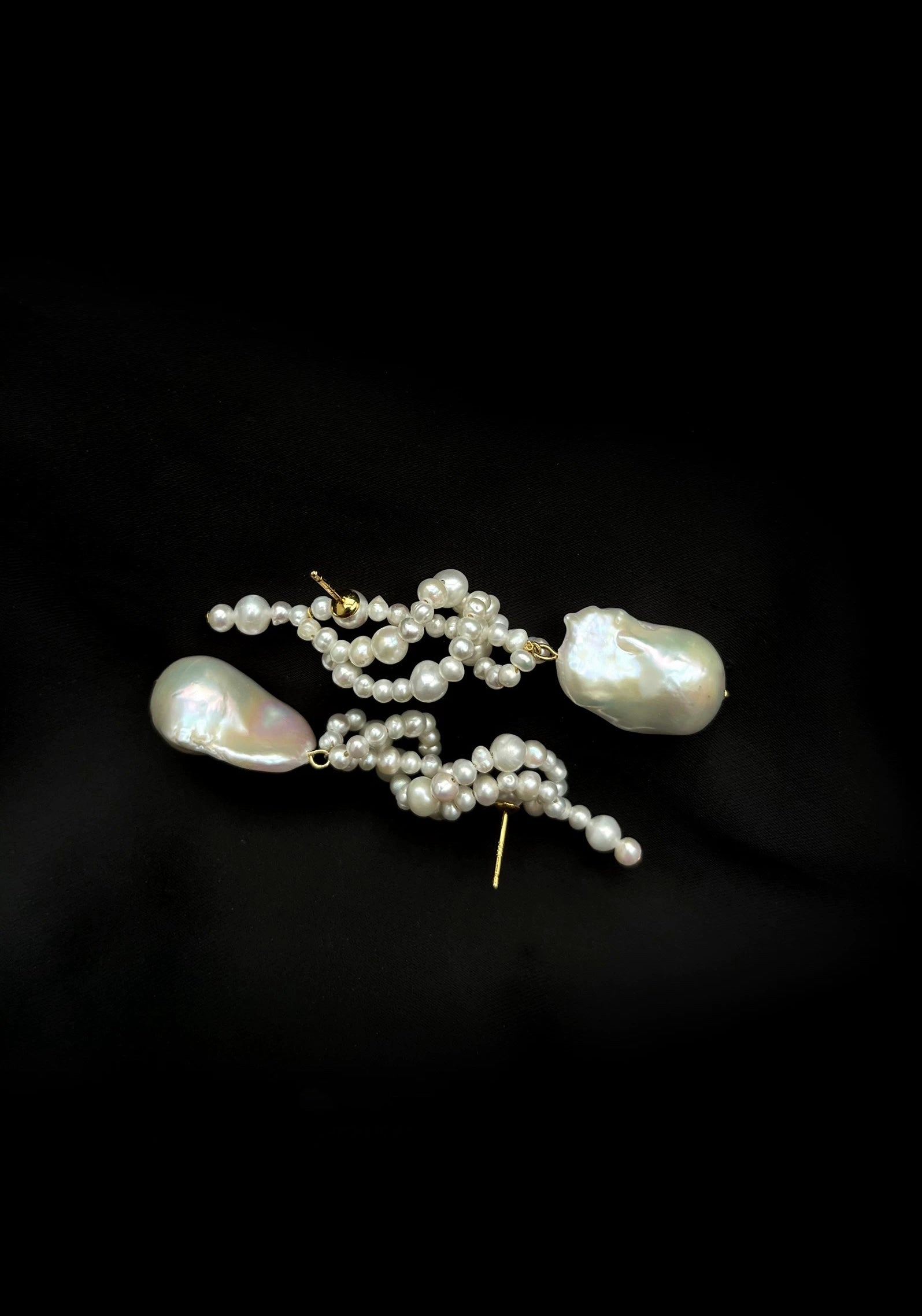 Hand-woven Baroque Pearl Drop Earrings gembea jewelry