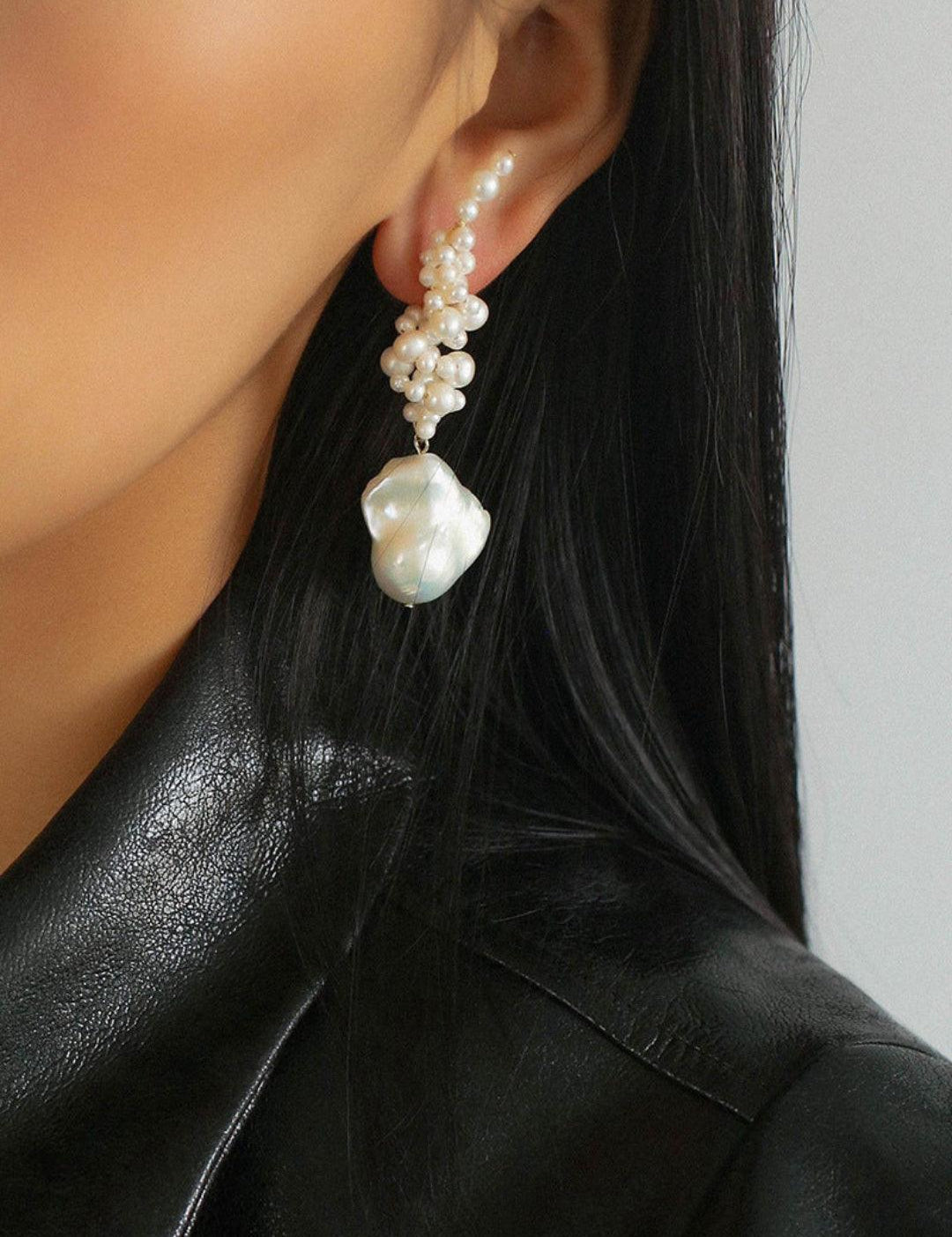 Hand-woven Baroque Winding Pearl Earrings - Gembea Jewelry