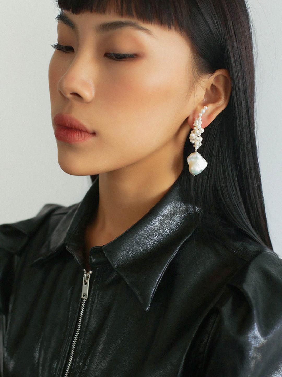 Hand-woven Baroque Winding Pearl Earrings - Gembea Jewelry